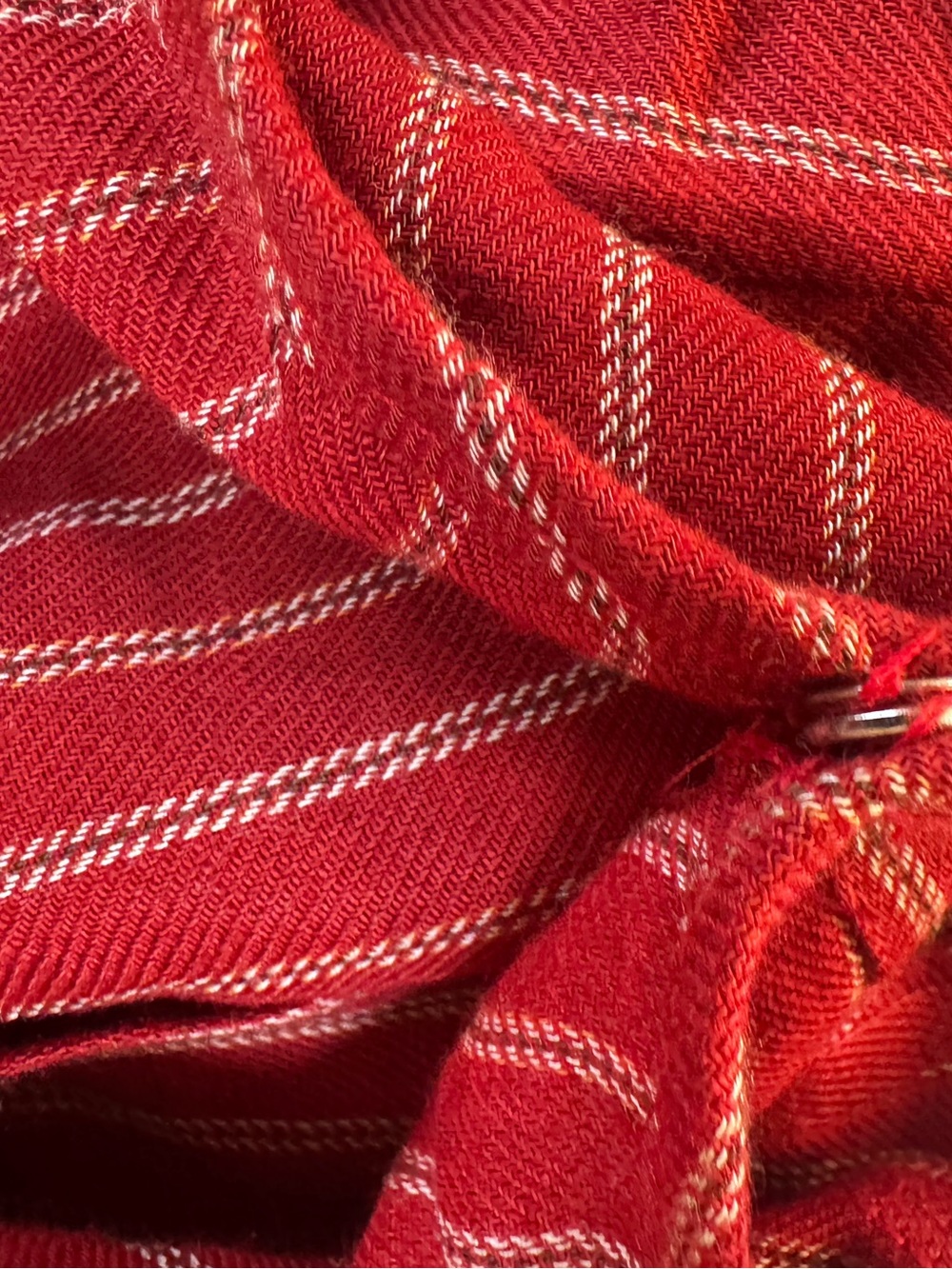 A-line Anne Klein Vintage 90s Linen Faux Wrap 8 Red Striped Linen Mini Skirt Y2K - Picture 13 of 15